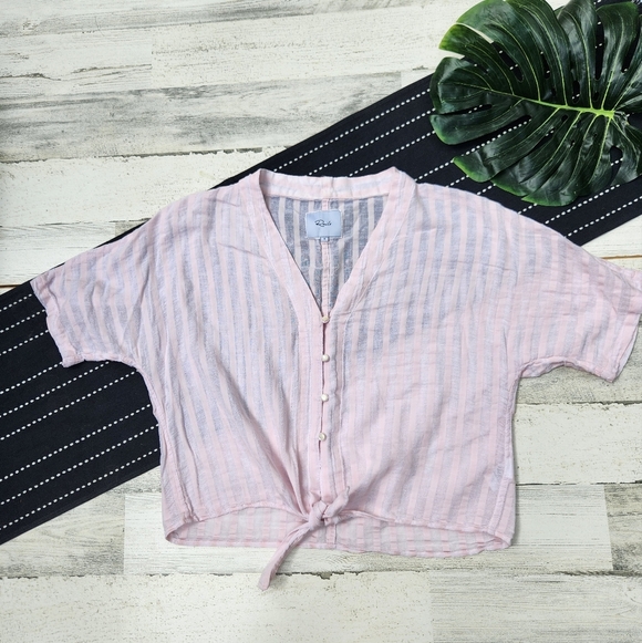 Rails Thea Button Front Blouse Blush Shadow Stripe Pink Size Small - Picture 1 of 7
